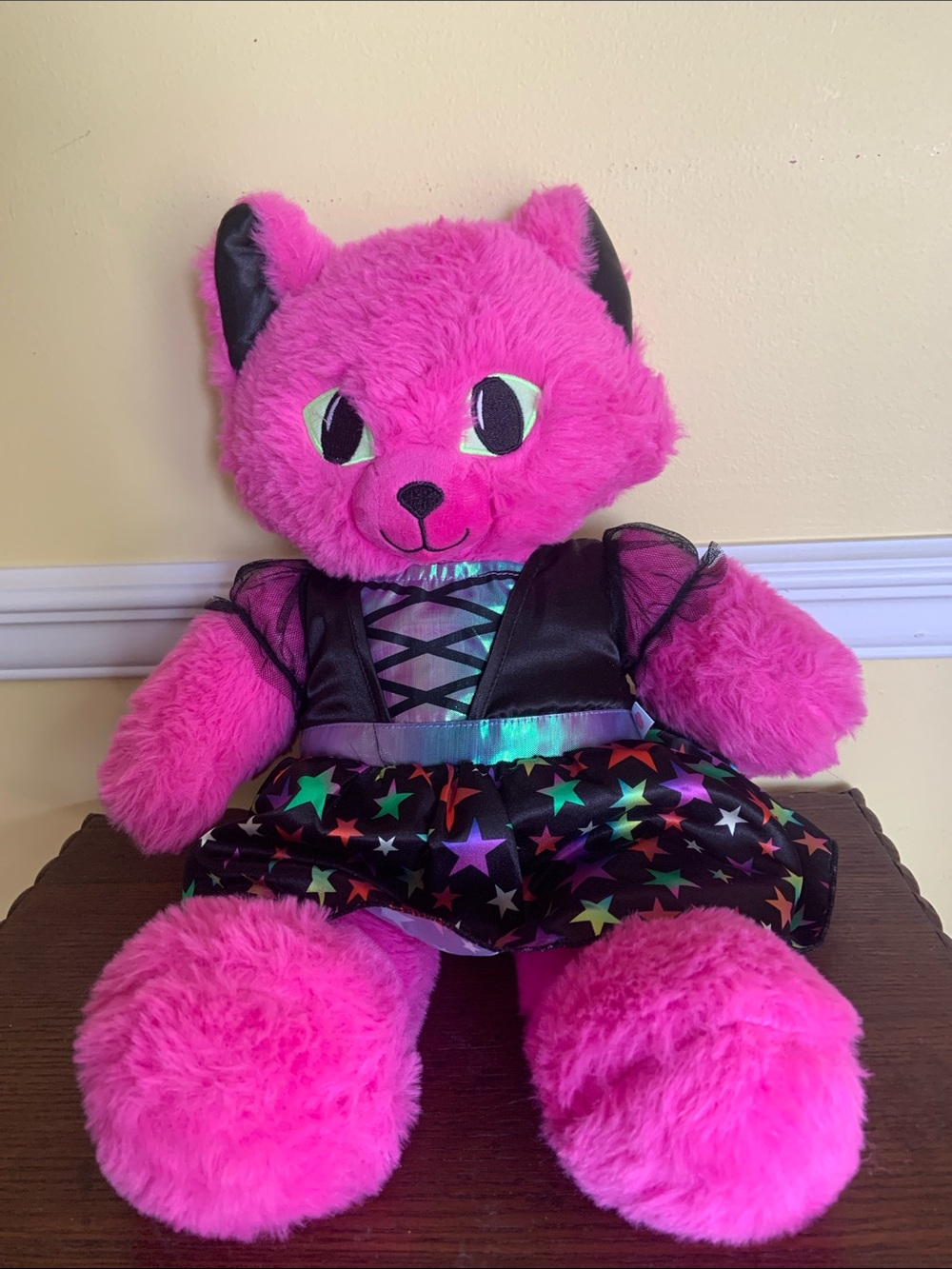 Build-A-Bear Pink Glow Star Dress Kitty Plush
